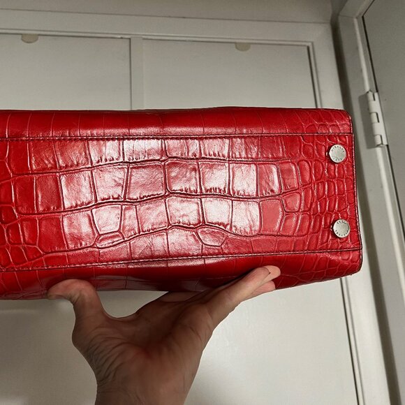 MICHAEL KORS Red Embossed Tote - Picture 8 of 11